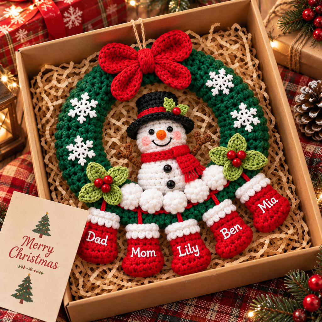 Personalized Christmas Wreath Family Name Door Hanging Decor and Gift