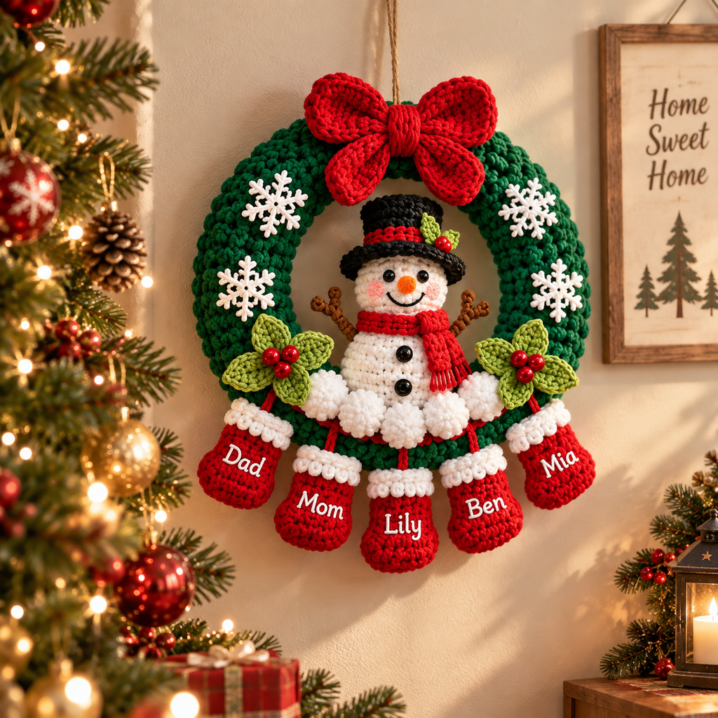 Personalized Christmas Wreath Family Name Door Hanging Decor and Gift
