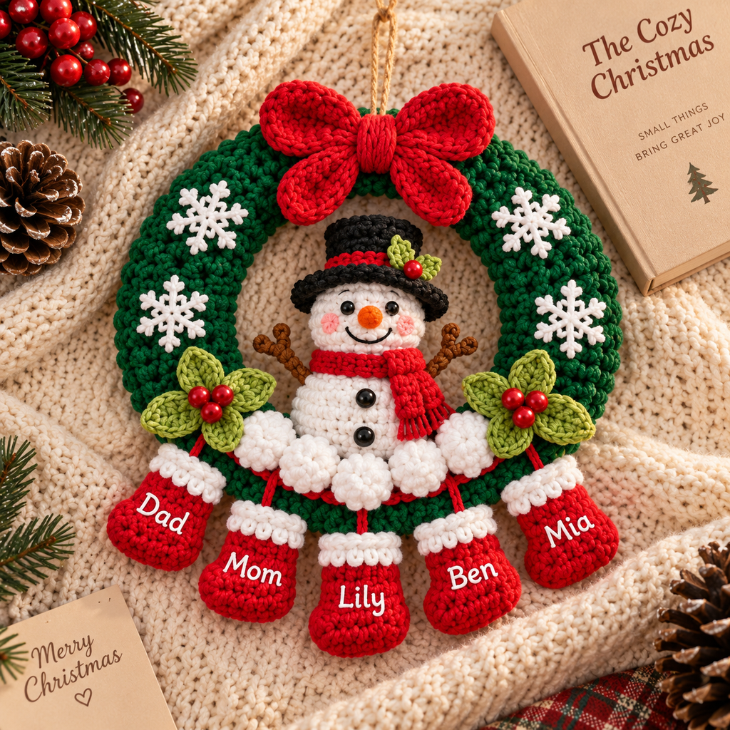 Personalized Christmas Wreath Family Name Door Hanging Decor and Gift