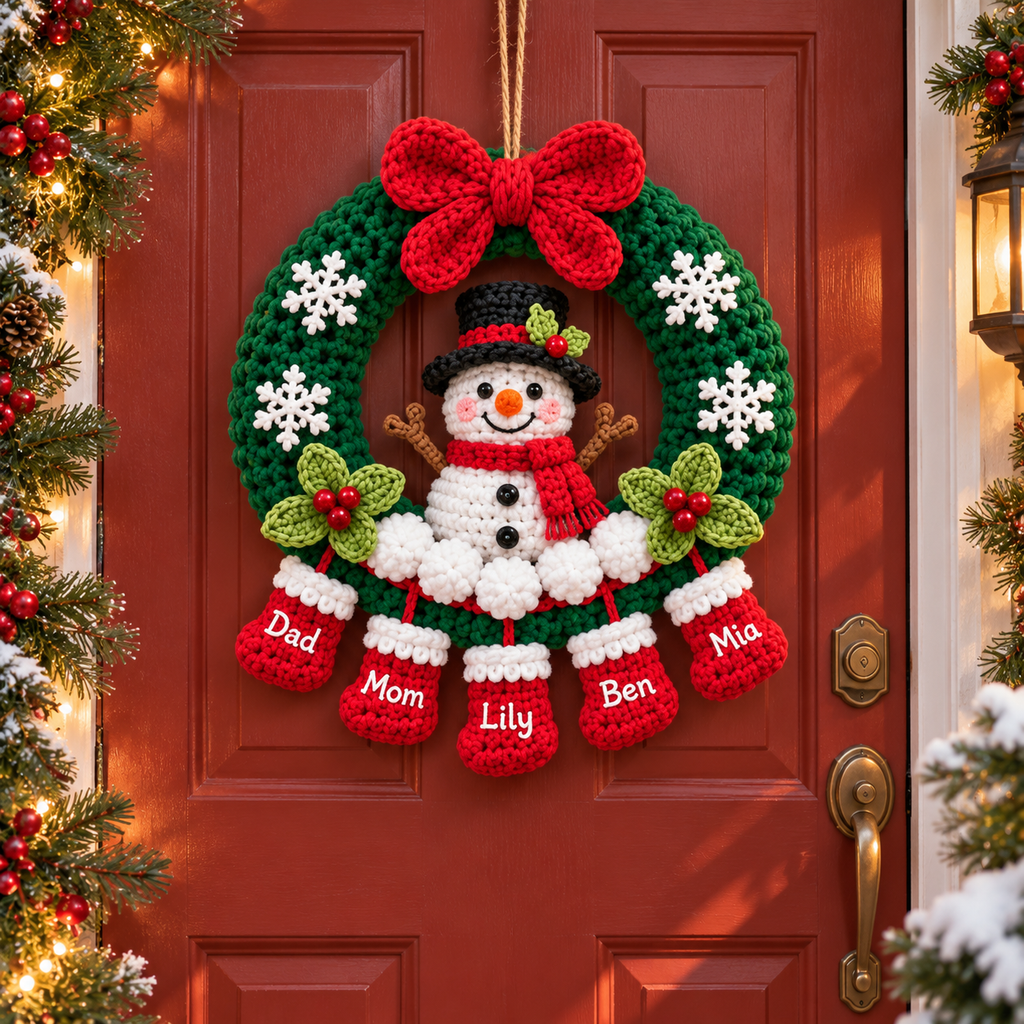 Personalized Christmas Wreath Family Name Door Hanging Decor and Gift