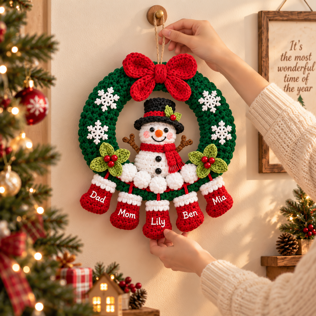 Personalized Christmas Wreath Family Name Door Hanging Decor and Gift