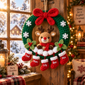 Personalized Christmas Wreath – Reindeer Family Door Decor