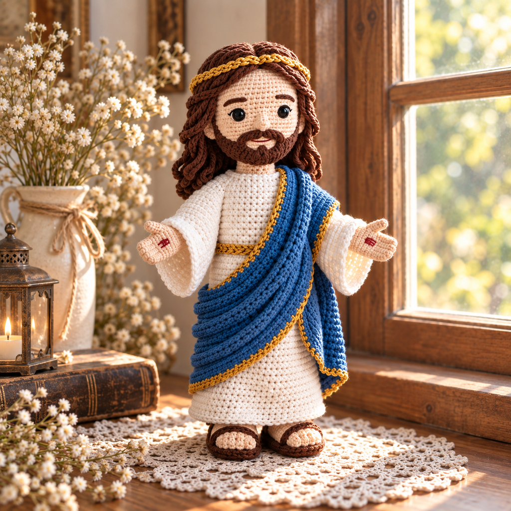 Crochet Jesus Figure – Handmade Christian Religious Christmas Gift