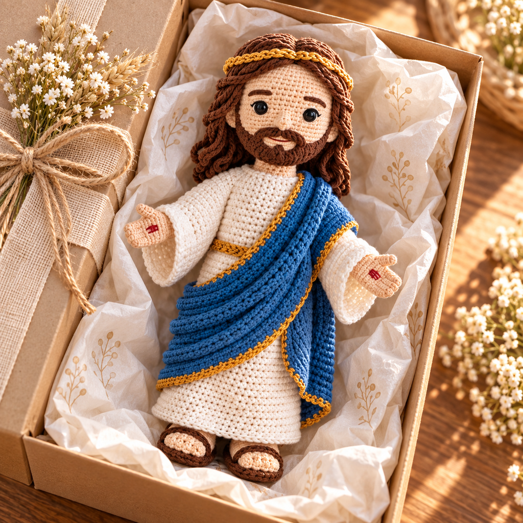 Crochet Jesus Figure – Handmade Christian Religious Christmas Gift