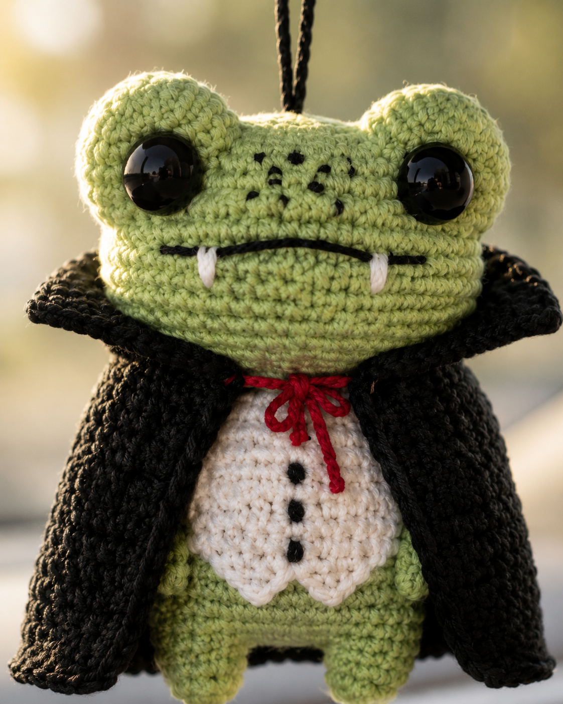 Crochet Halloween Frog Car Hanging | Handmade Halloween Car Charm