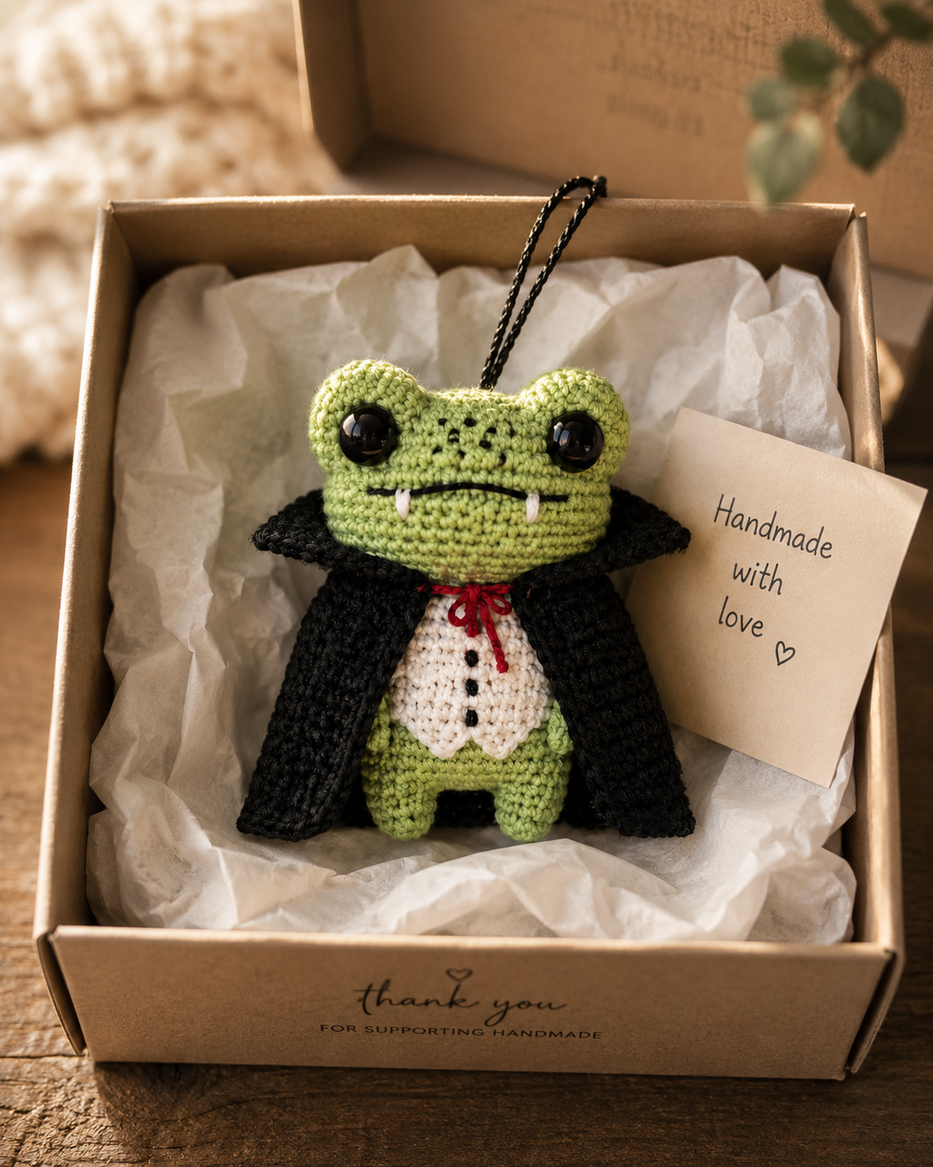 Crochet Halloween Frog Car Hanging | Handmade Halloween Car Charm