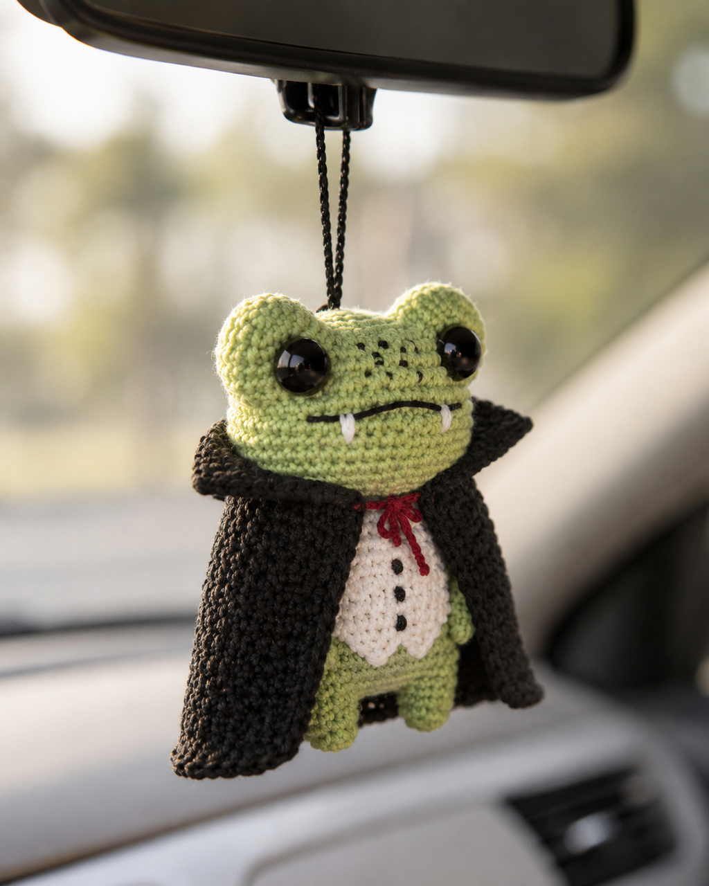 Crochet Halloween Frog Car Hanging | Handmade Halloween Car Charm