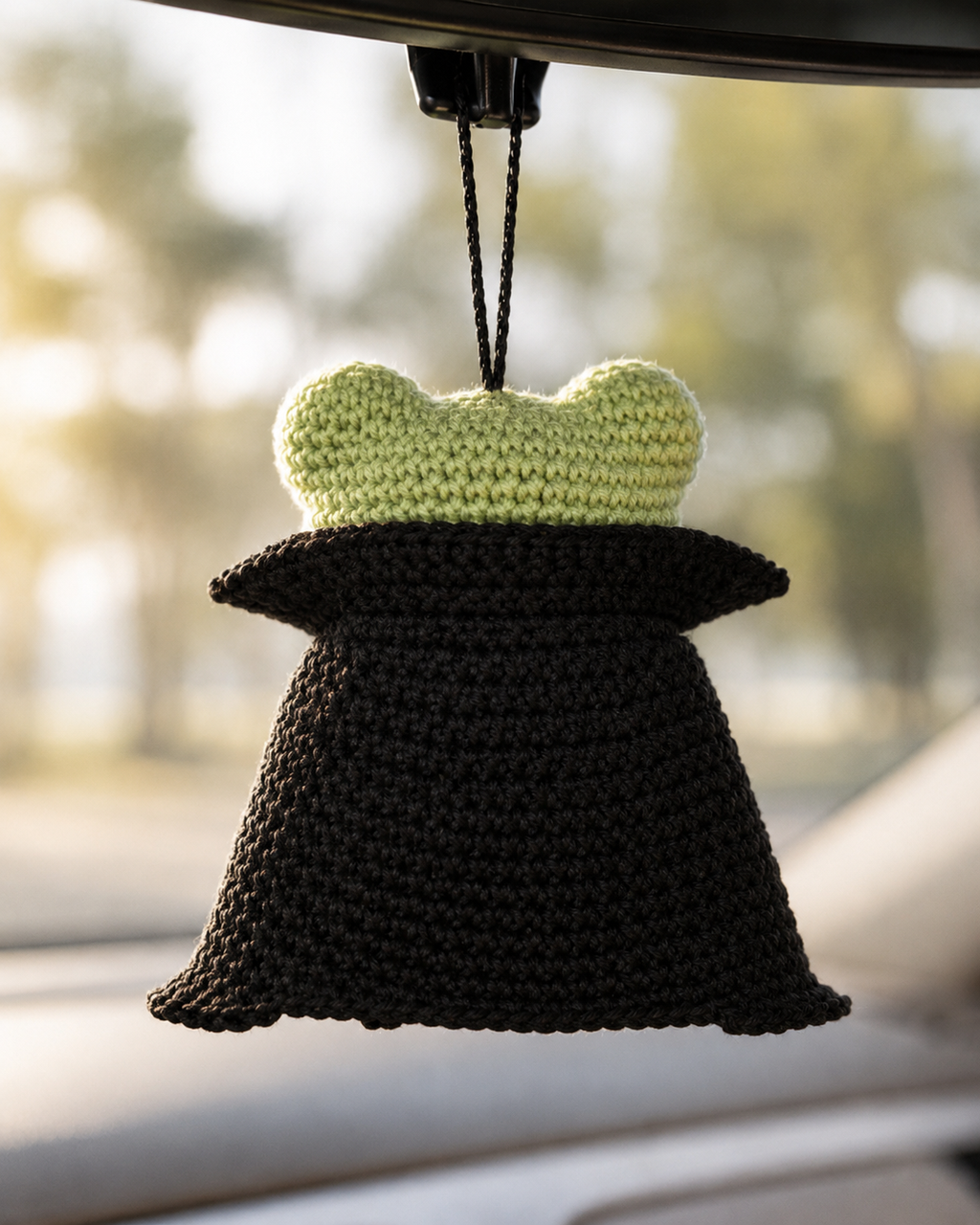 Crochet Halloween Frog Car Hanging | Handmade Halloween Car Charm