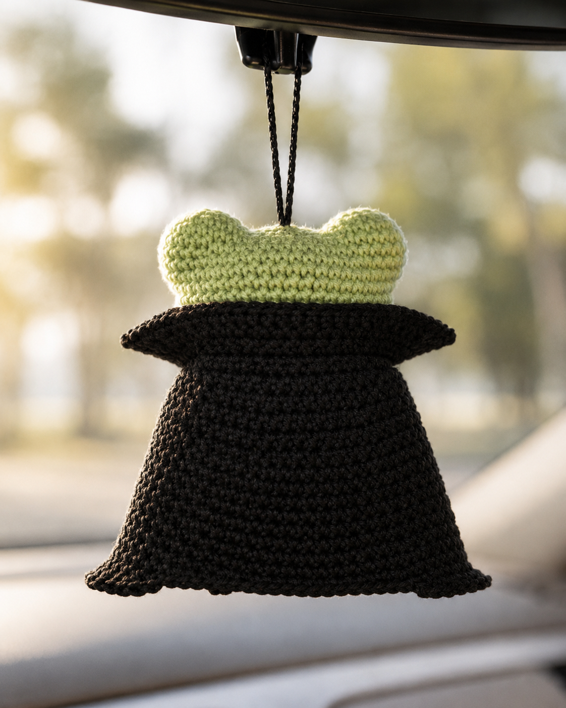 Crochet Halloween Frog Car Hanging | Handmade Halloween Car Charm