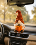 Crochet Halloween Gnome Car Hanging – Handmade Pumpkin Car Charm