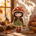 Crochet Autumn Doll Decor – Handmade Mushroom Girl Doll with Cozy Fall Details