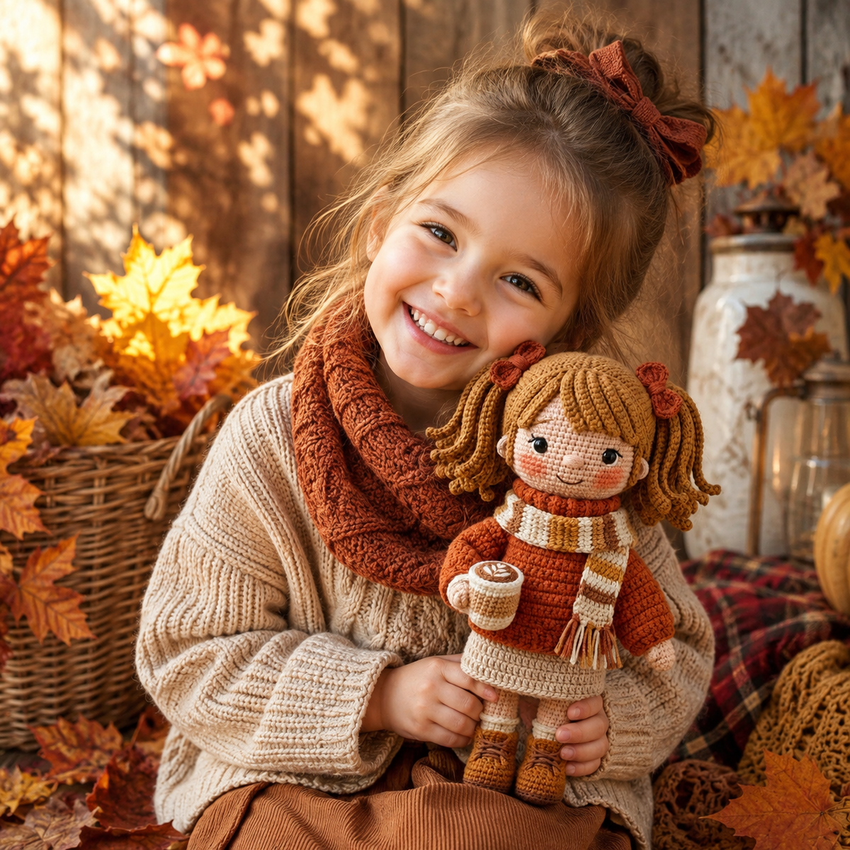 Crochet Autumn Doll Decor – Handmade Autumn Girl Doll with Cozy Fall Style