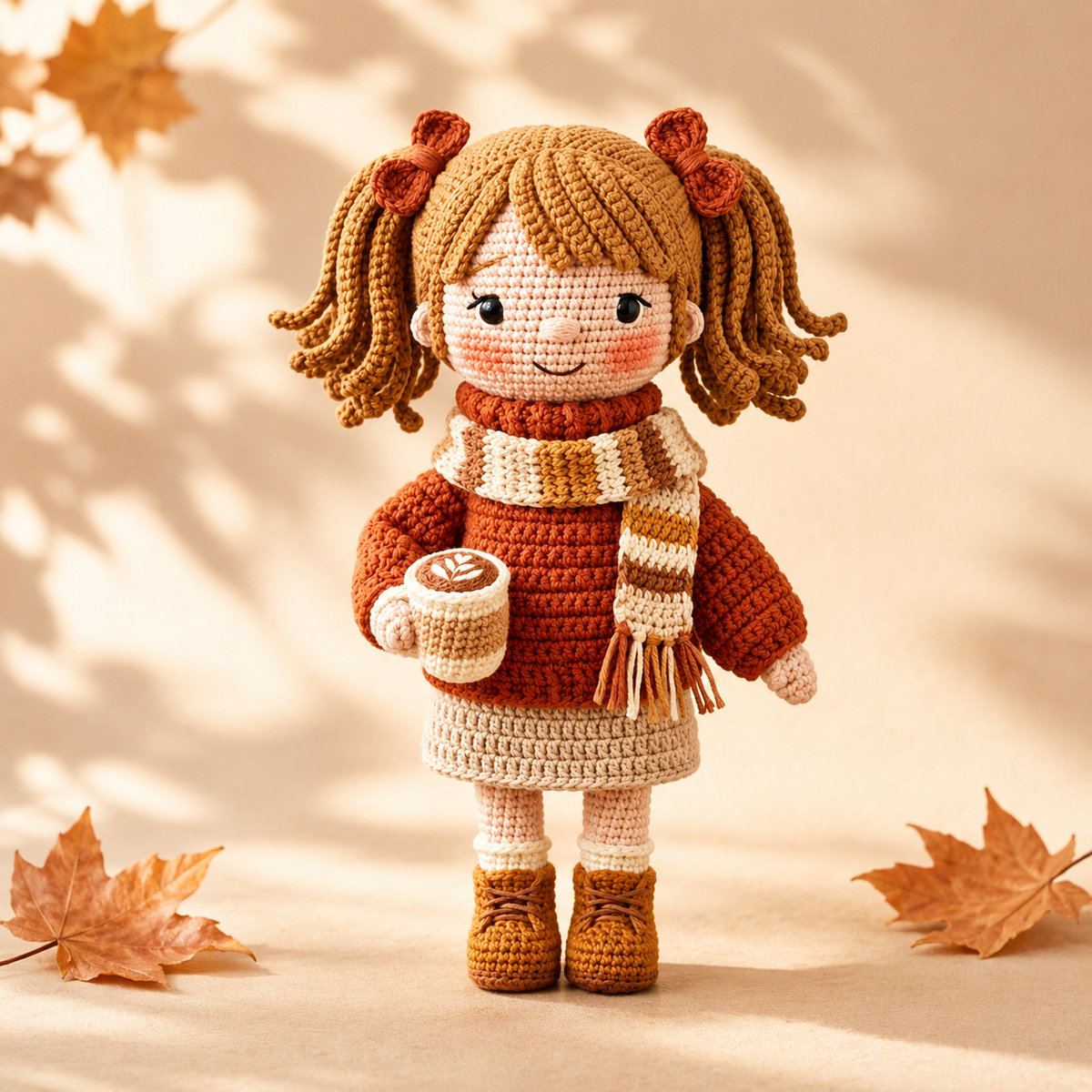 Crochet Autumn Doll Decor – Handmade Autumn Girl Doll with Cozy Fall Style