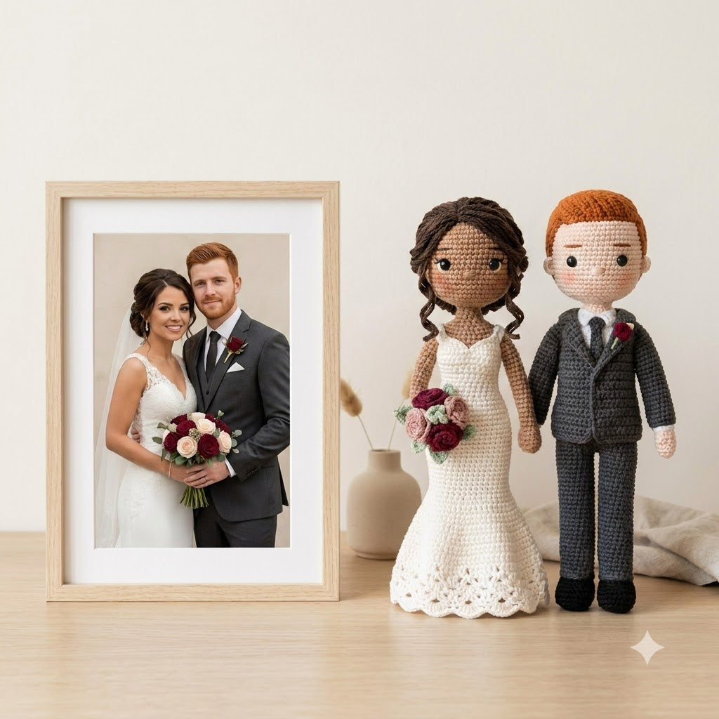 Custom Crochet Wedding Couple Doll From Photo – Personalized Wedding Gift Idea