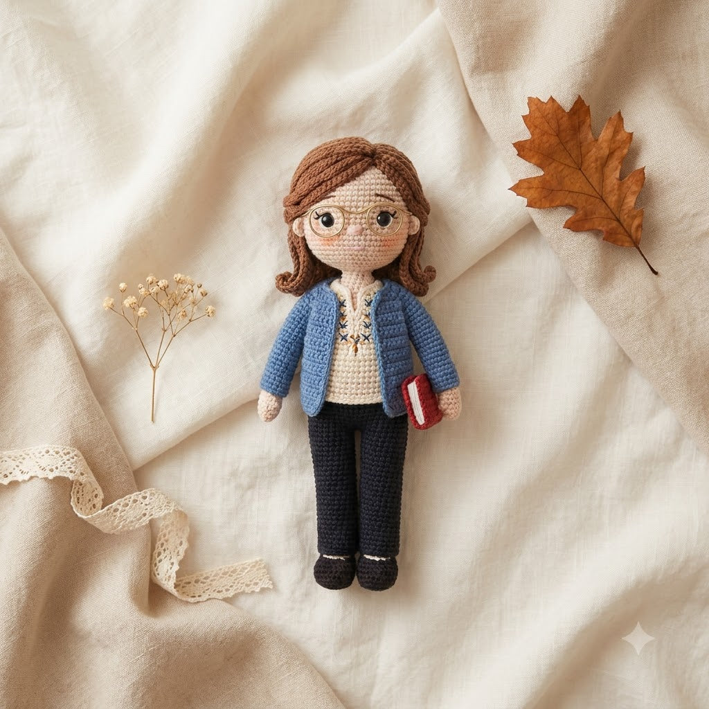 Custom Crochet Teacher Doll Gift From Photo – Personalized Teacher Appreciation Gift