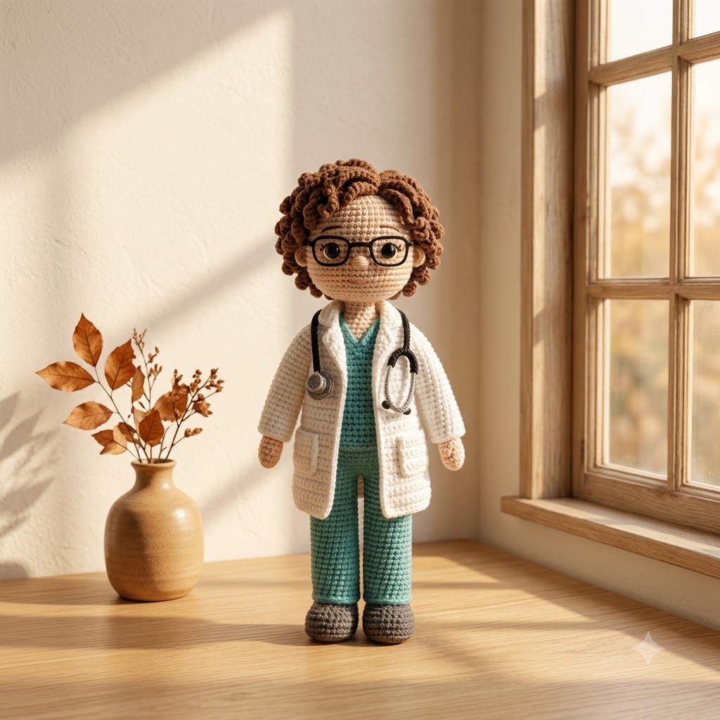 Custom Crochet Doctor Doll – Personalized Doll From Photo, Handmade Doctor Gift