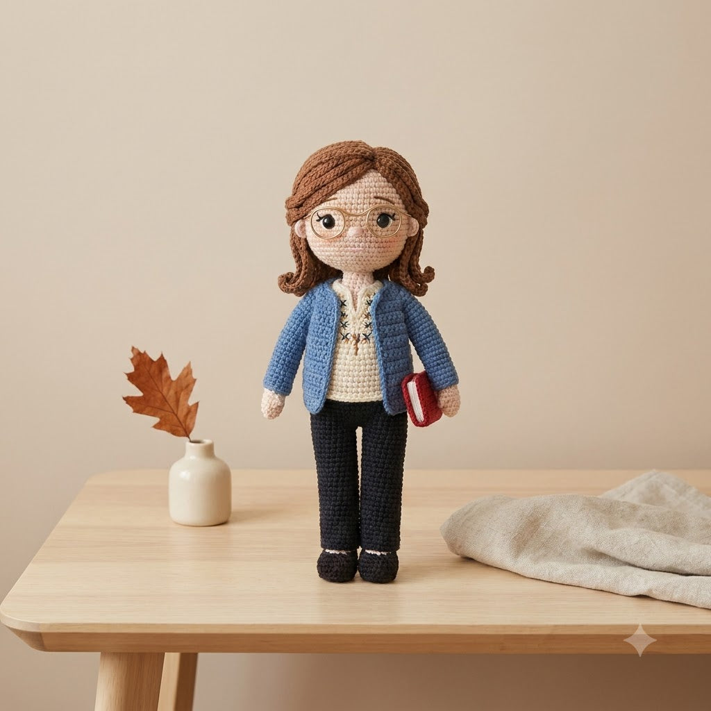 Custom Crochet Teacher Doll Gift From Photo – Personalized Teacher Appreciation Gift