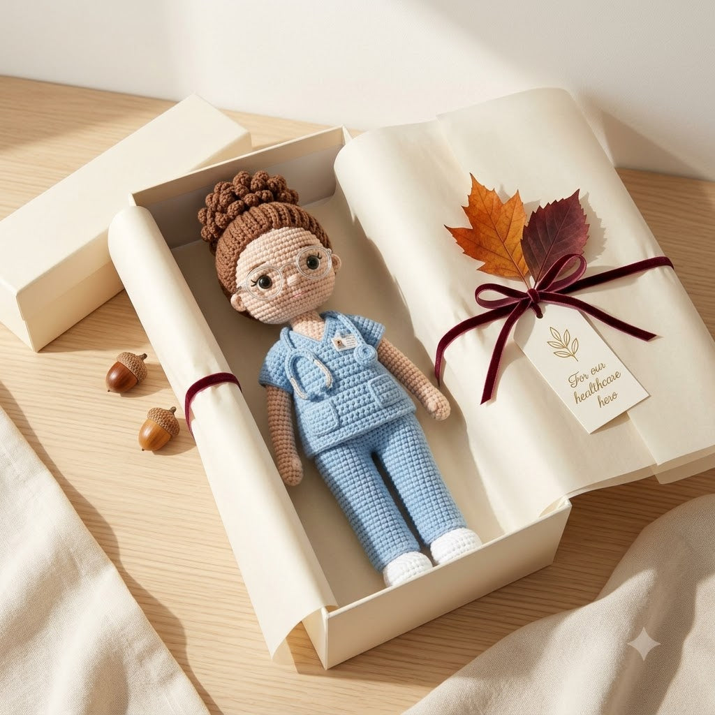 Custom Crochet Nurse Doll From Photo – Personalized Nurse Gift Idea