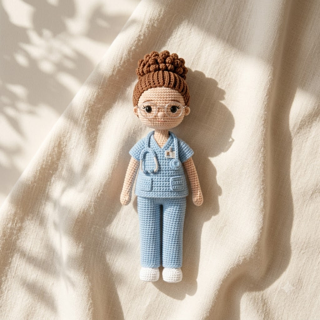 Custom Crochet Nurse Doll From Photo – Personalized Nurse Gift Idea