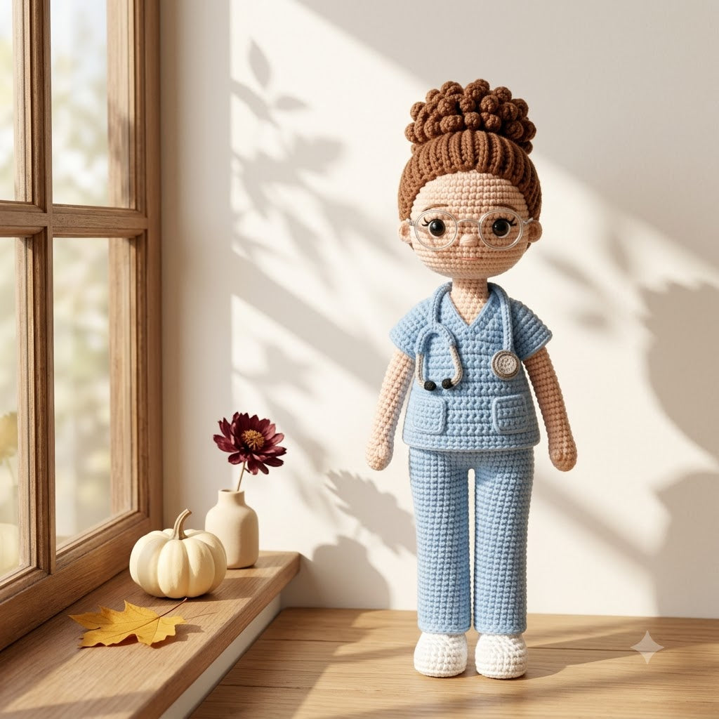 Custom Crochet Nurse Doll From Photo – Personalized Nurse Gift Idea