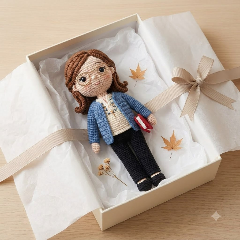 Custom Crochet Teacher Doll Gift From Photo – Personalized Teacher Appreciation Gift