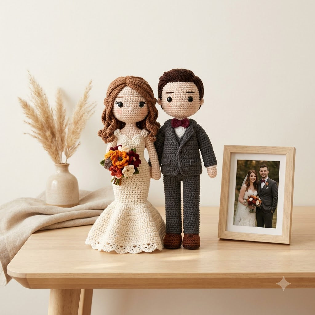 Custom Crochet Wedding Couple Doll From Photo – Personalized Wedding Gift Idea