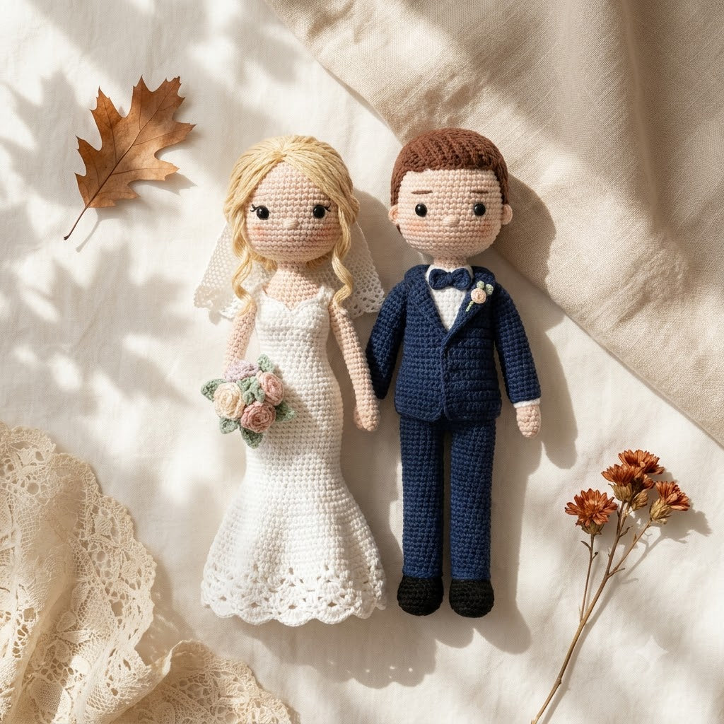 Custom Crochet Wedding Couple Doll From Photo – Personalized Wedding Gift Idea