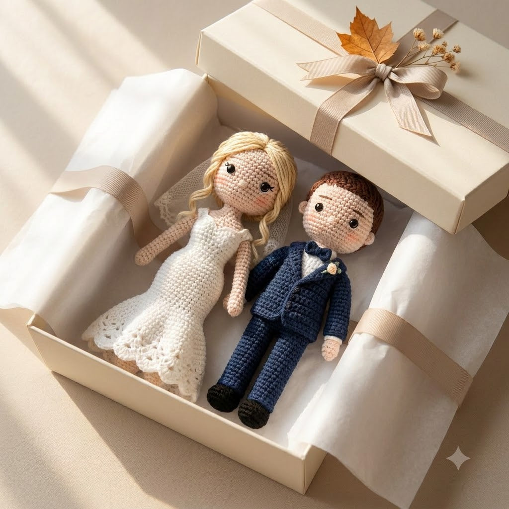 Custom Crochet Wedding Couple Doll From Photo – Personalized Wedding Gift Idea