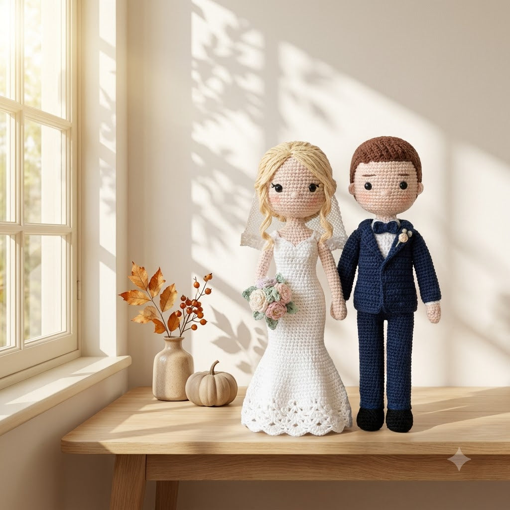 Custom Crochet Wedding Couple Doll From Photo – Personalized Wedding Gift Idea
