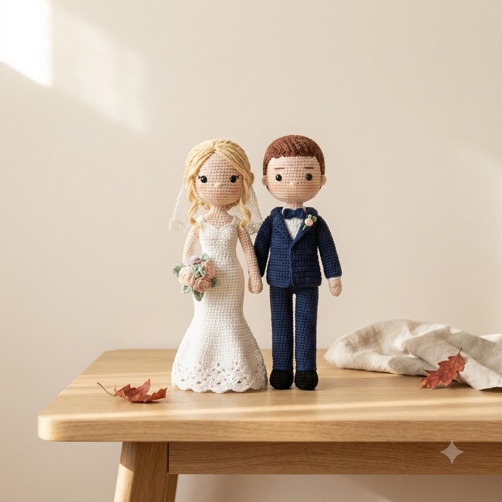 Custom Crochet Wedding Couple Doll From Photo – Personalized Wedding Gift Idea