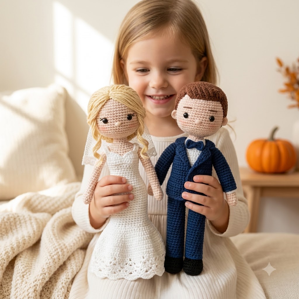 Custom Crochet Wedding Couple Doll From Photo – Personalized Wedding Gift Idea