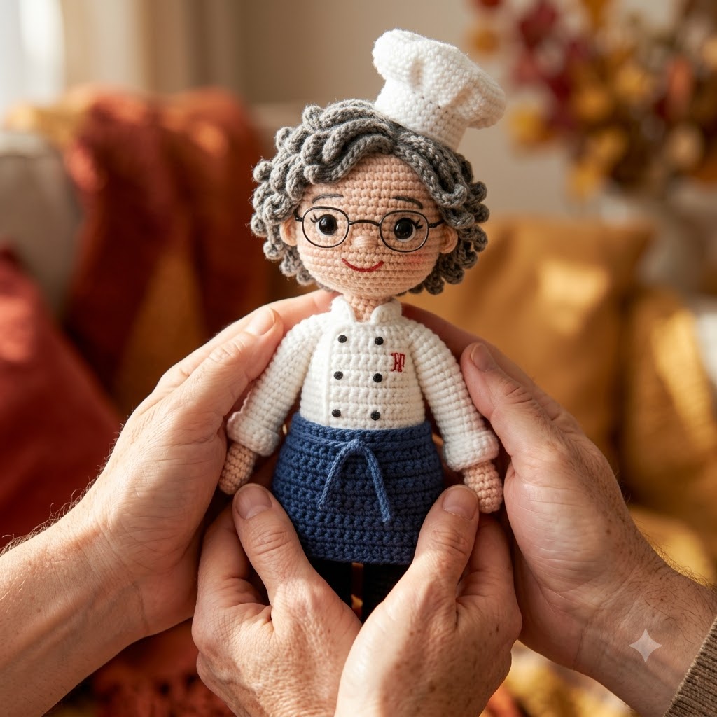 Custom Crochet Chef Doll From Photo – Personalized Chef Gift