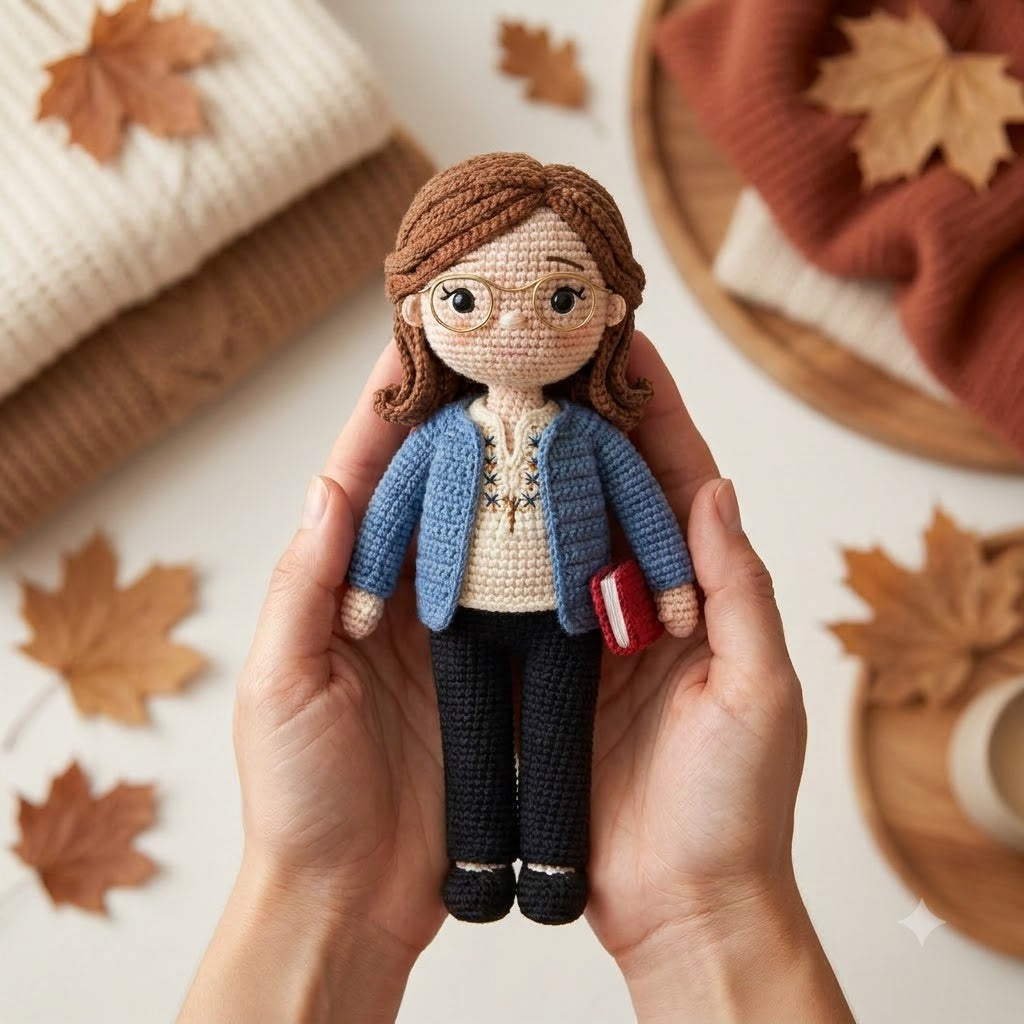 Custom Crochet Teacher Doll Gift From Photo – Personalized Teacher Appreciation Gift