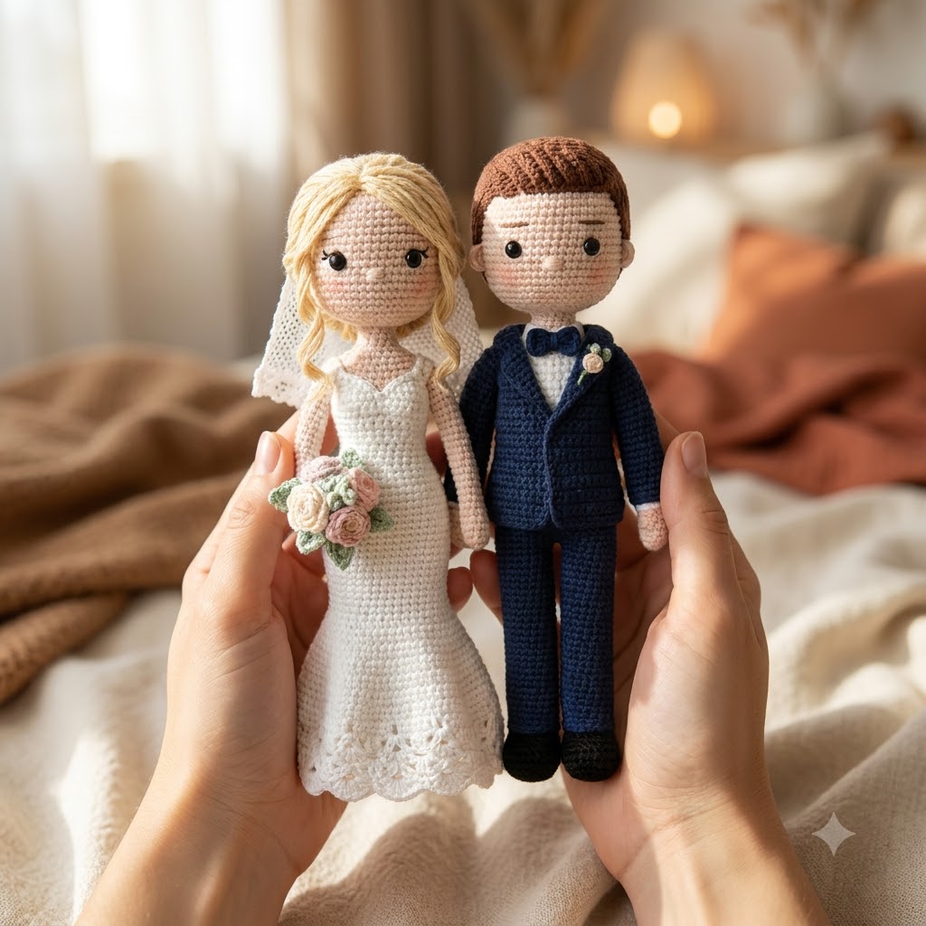 Custom Crochet Wedding Couple Doll From Photo – Personalized Wedding Gift Idea
