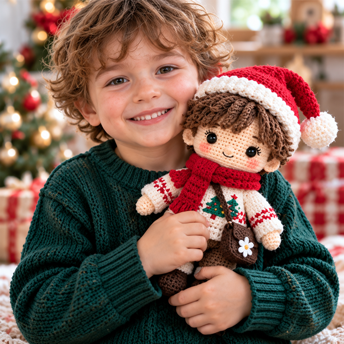 Personalized Crochet Christmas Doll | Custom Doll From Picture | Handmade Holiday Keepsake