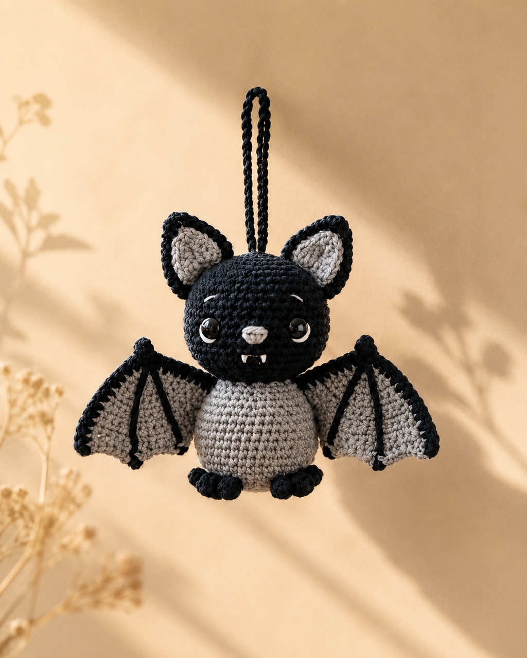 Handmade Crochet Bat Car Charm, Halloween Hanging Decor Gift For Bat Lovers
