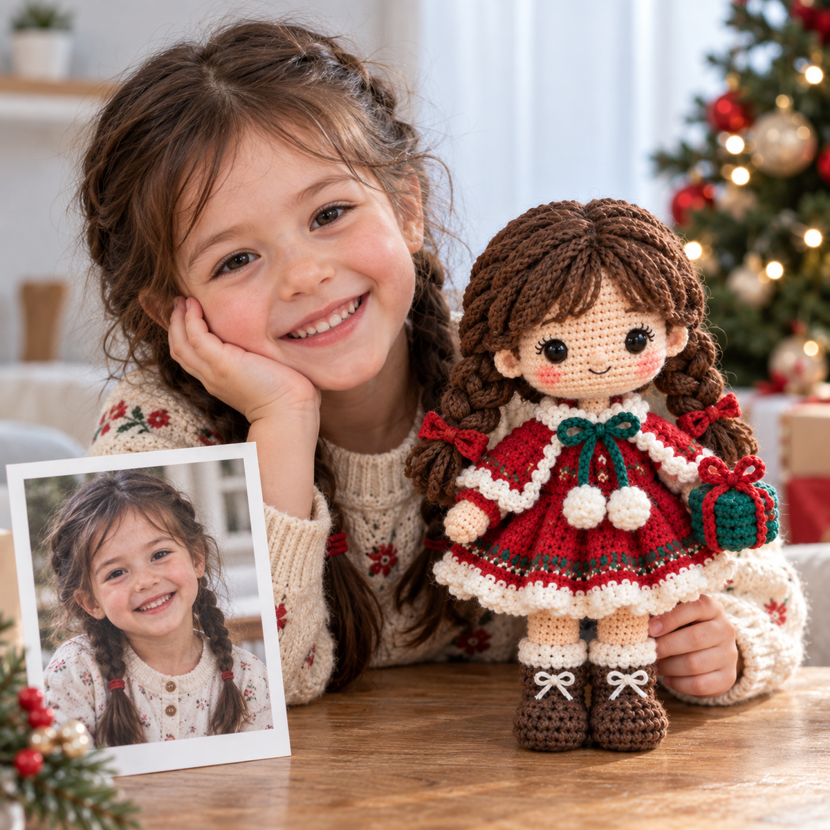Custom Christmas Crochet Doll From Photo | Personalized Handmade Christmas Gift