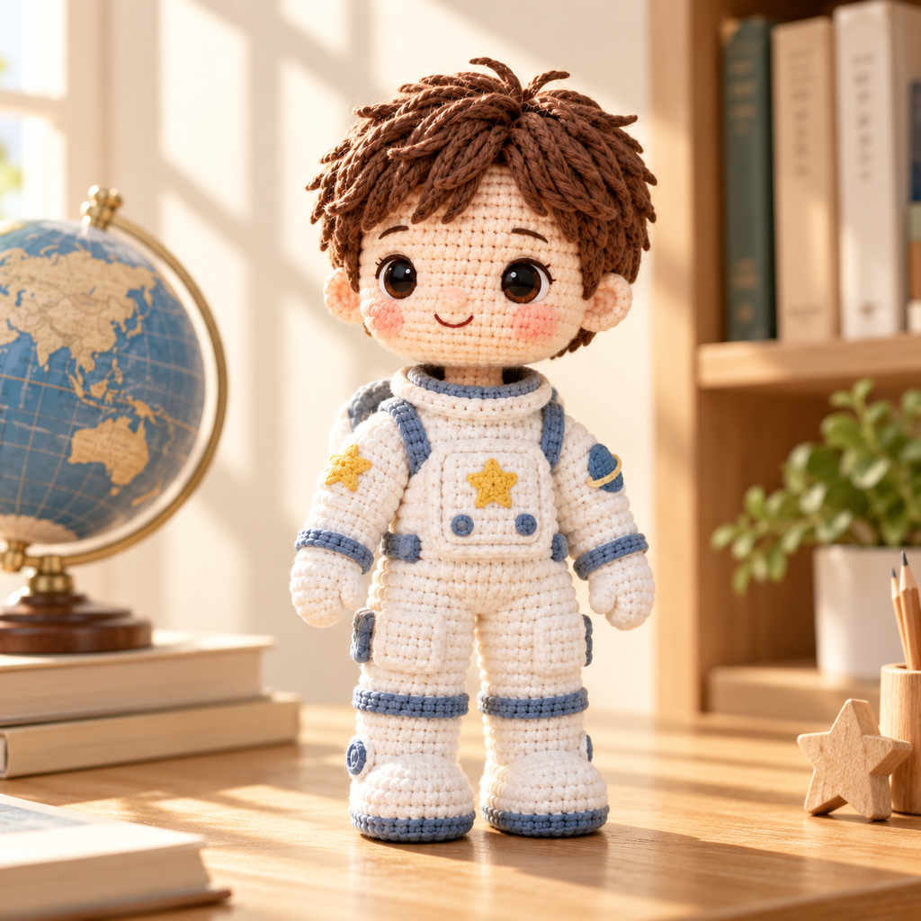 Personalized Astronaut Crochet Doll From Photo | Custom Space Gift Keepsake