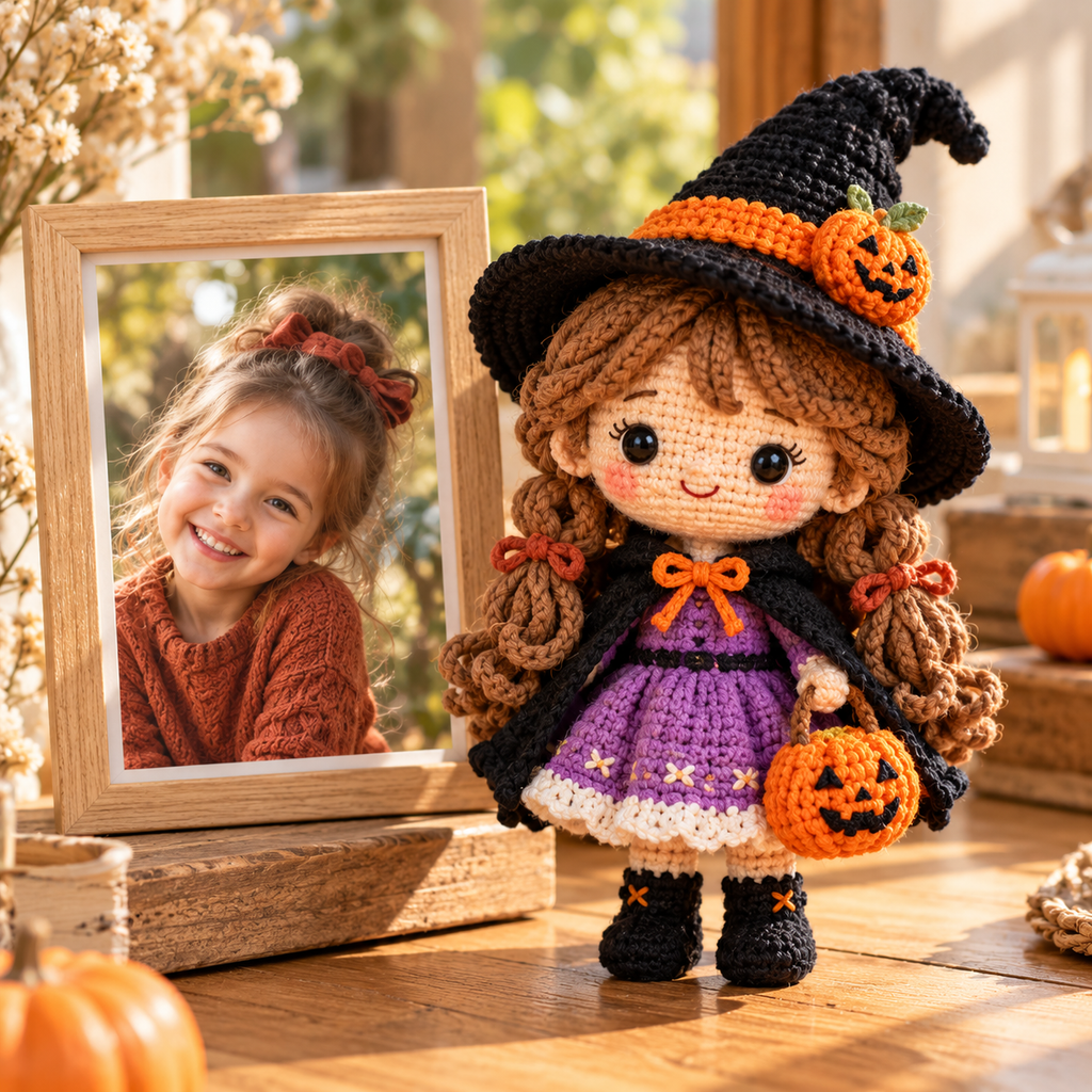 Custom Halloween Crochet Doll From Photo | Personalized Trick or Treat Gift
