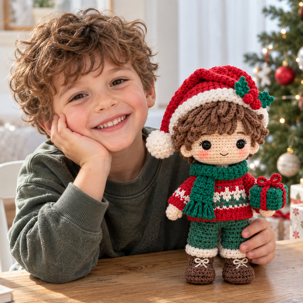 Custom Christmas Crochet Doll From Photo | Personalized Handmade Christmas Gift
