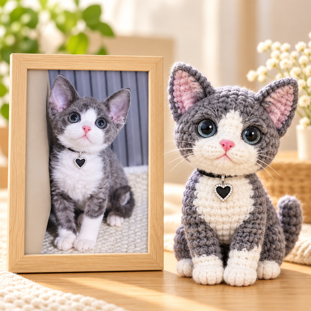 Personalized Crochet Cat Doll From Photo | Custom Cat Lover Gift Keepsake
