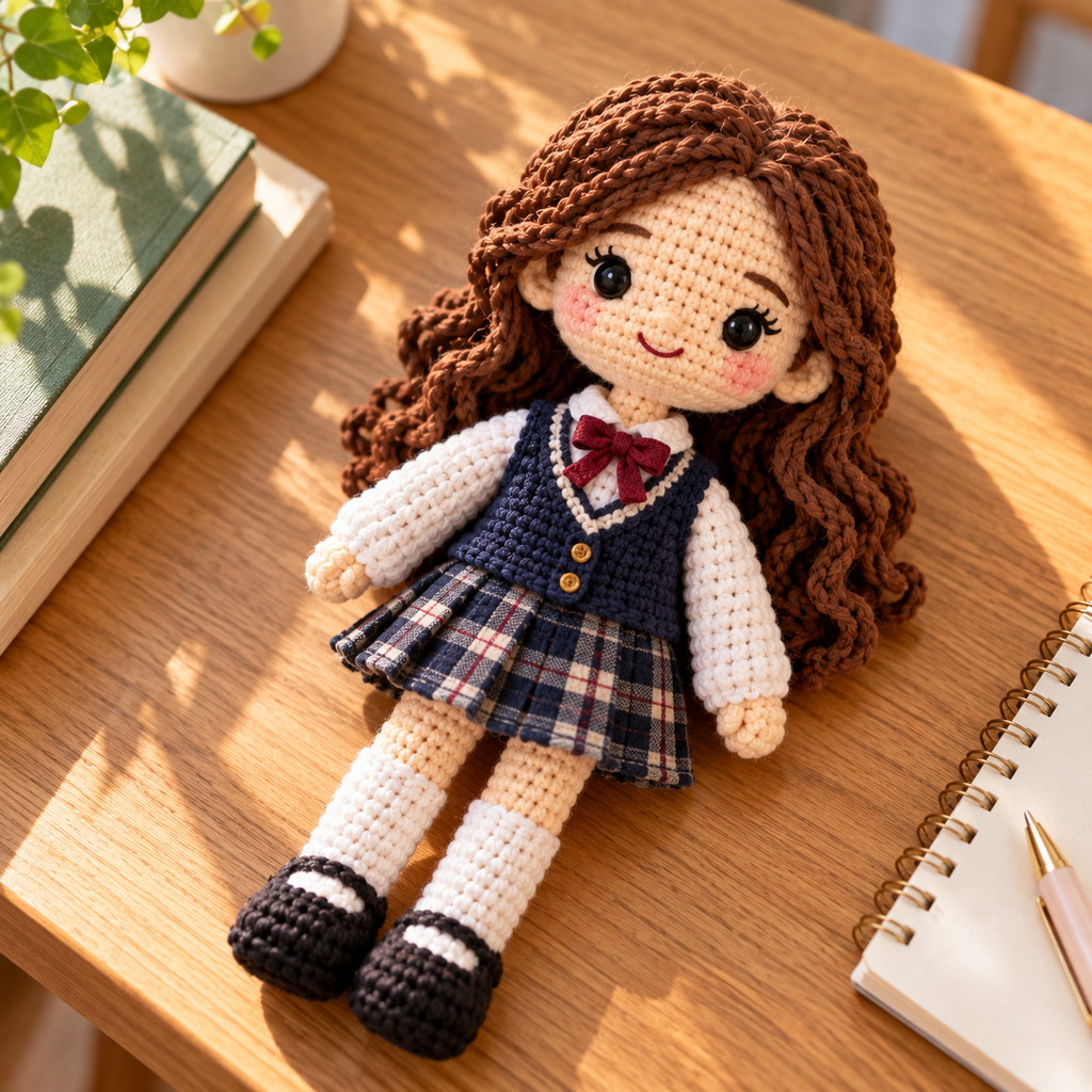 Personalized School Uniform Crochet Doll From Photo | Custom Student Gift Keepsake