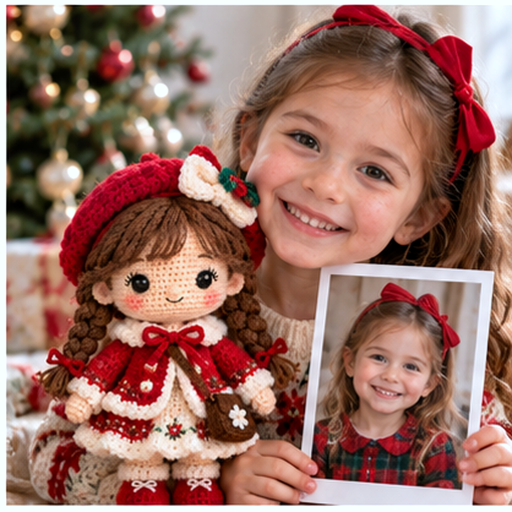 Personalized Crochet Christmas Doll | Custom Doll From Picture | Handmade Holiday Keepsake