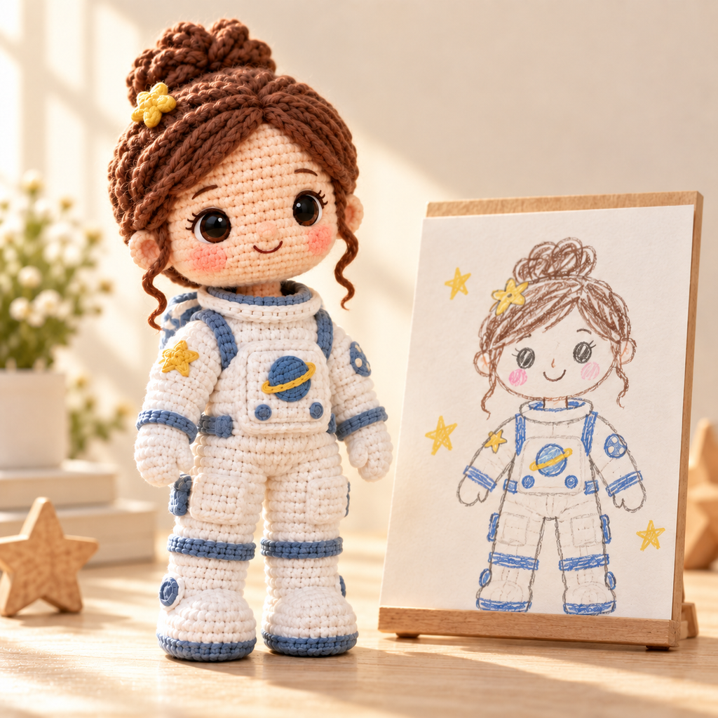 Personalized Astronaut Crochet Doll From Photo | Custom Space Gift Keepsake