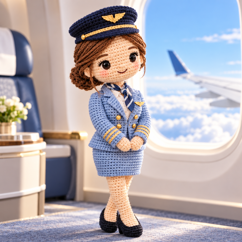 Personalized Pilot Crochet Doll From Photo | Custom Aviation Keepsake Gift