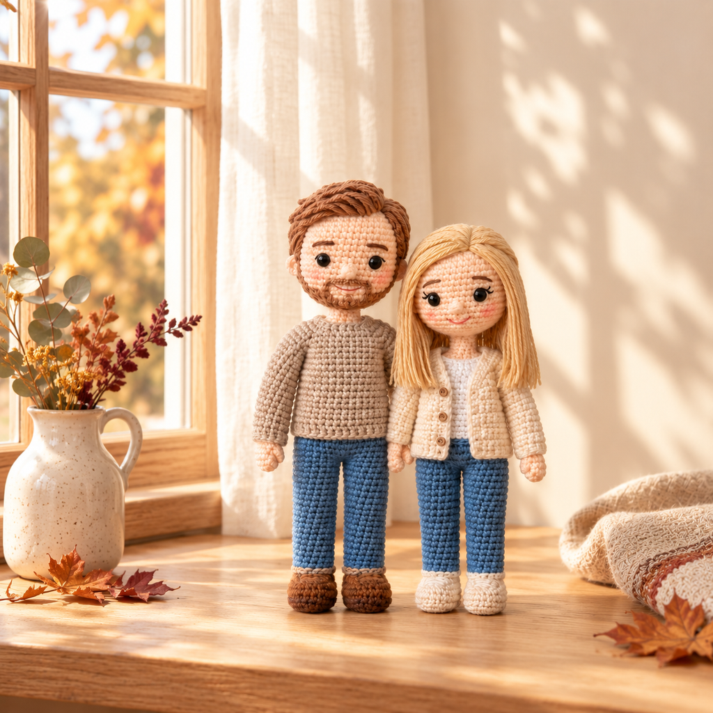Custom Crochet Couple Doll From Photo – Personalized Couple Gift